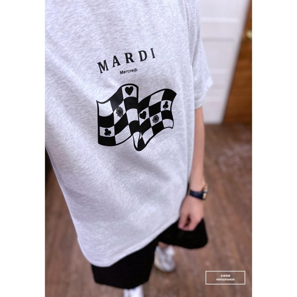 『老爺有喜』重磅Mardi棋盤格短T-淺灰-細節圖2