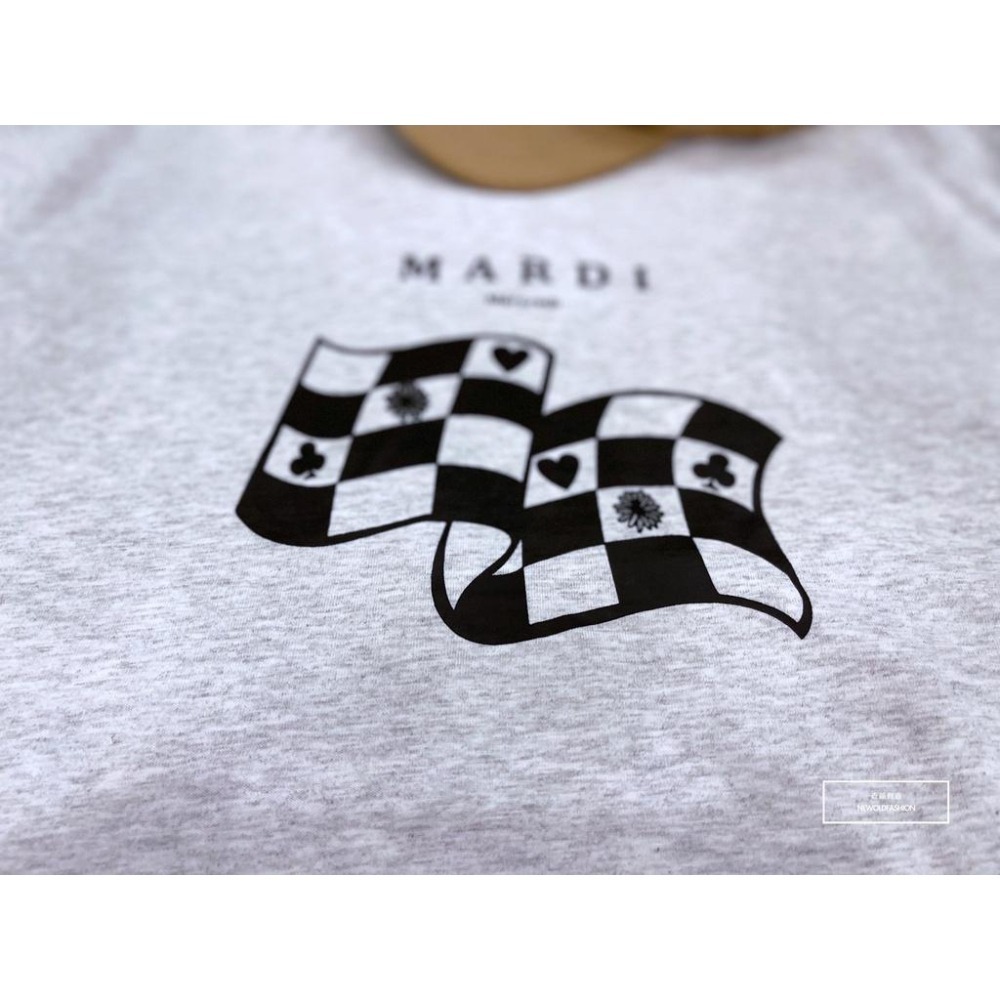 『老爺有喜』重磅Mardi棋盤格短T-淺灰-細節圖6