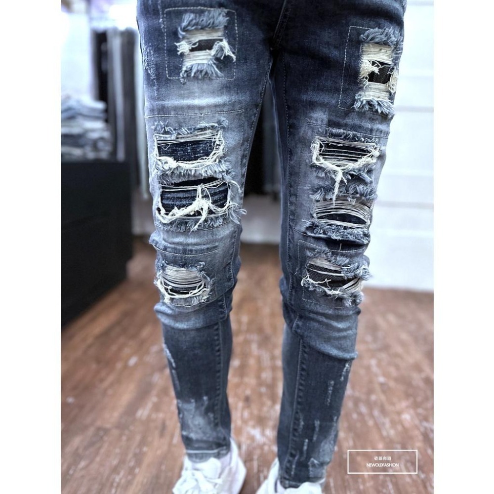 『老爺有喜』重磅六格破壞補丁小直筒(NOF22123800)-細節圖7