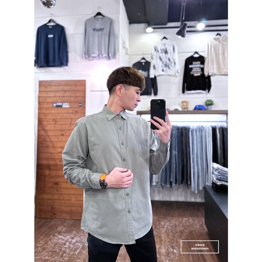 『老爺有喜』重磅素色硬挺牛津襯衫-綠(NOF2209B8850)-細節圖2