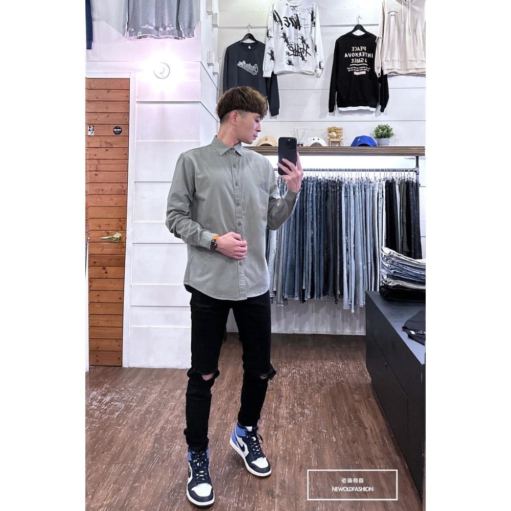 『老爺有喜』重磅素色硬挺牛津襯衫-綠(NOF2209B8850)-細節圖5