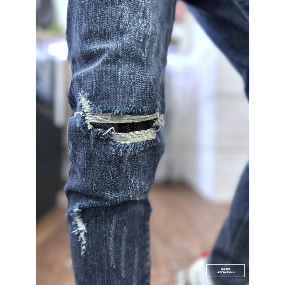 『新品上市』重磅貓抓多破壞小直筒牛仔褲(NOF23043658)-細節圖3