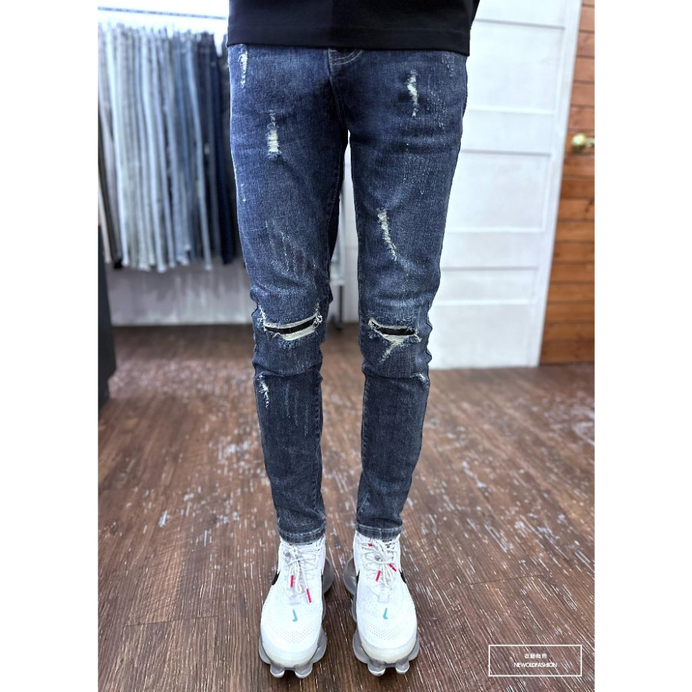 『新品上市』重磅貓抓多破壞小直筒牛仔褲(NOF23043658)-細節圖6