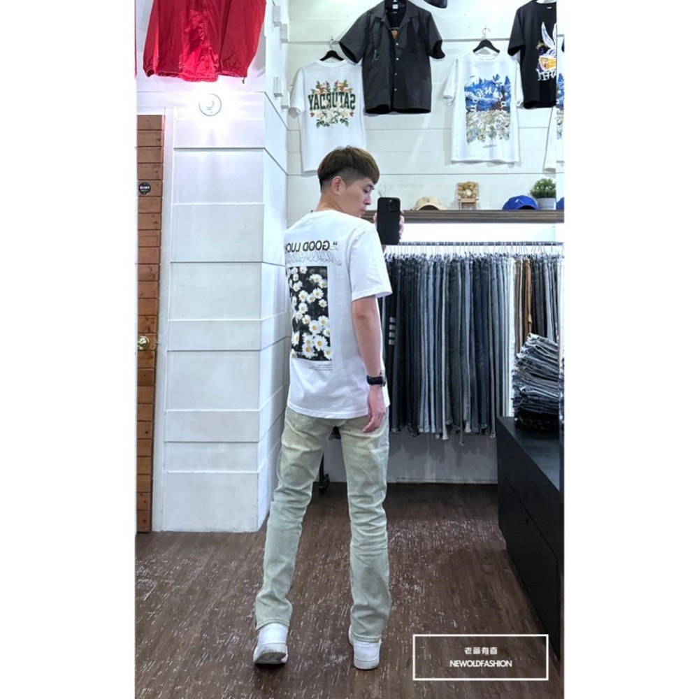 『新品上市』重磅復古素面側拉鍊中直筒 素色丹寧 仿舊水洗刷色 牛仔破褲 彈性極佳 男生牛仔褲(NOF2306L670)-細節圖6