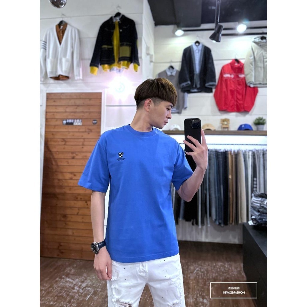 『新品上市』重磅棋盤格熊刺繡短T(NOF2303C30048)-寶藍-細節圖2