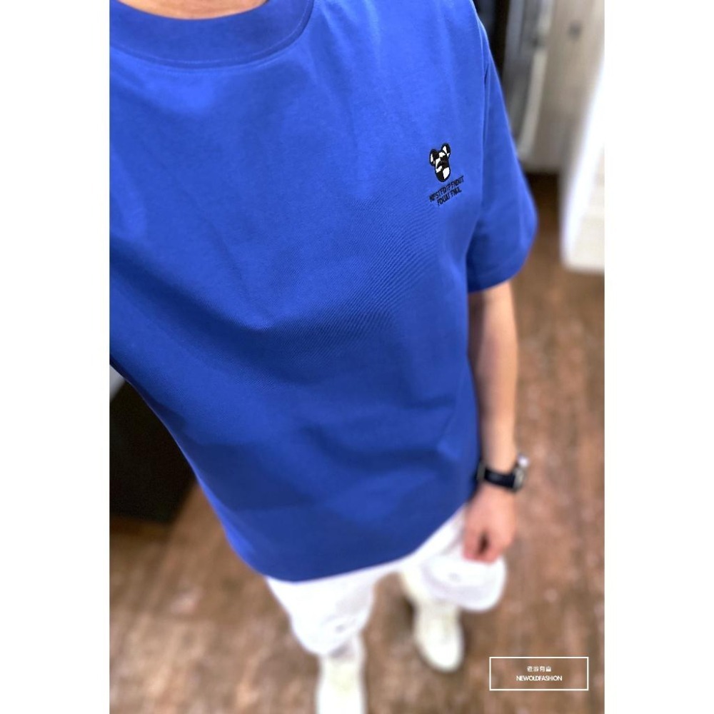 『新品上市』重磅棋盤格熊刺繡短T(NOF2303C30048)-寶藍-細節圖4