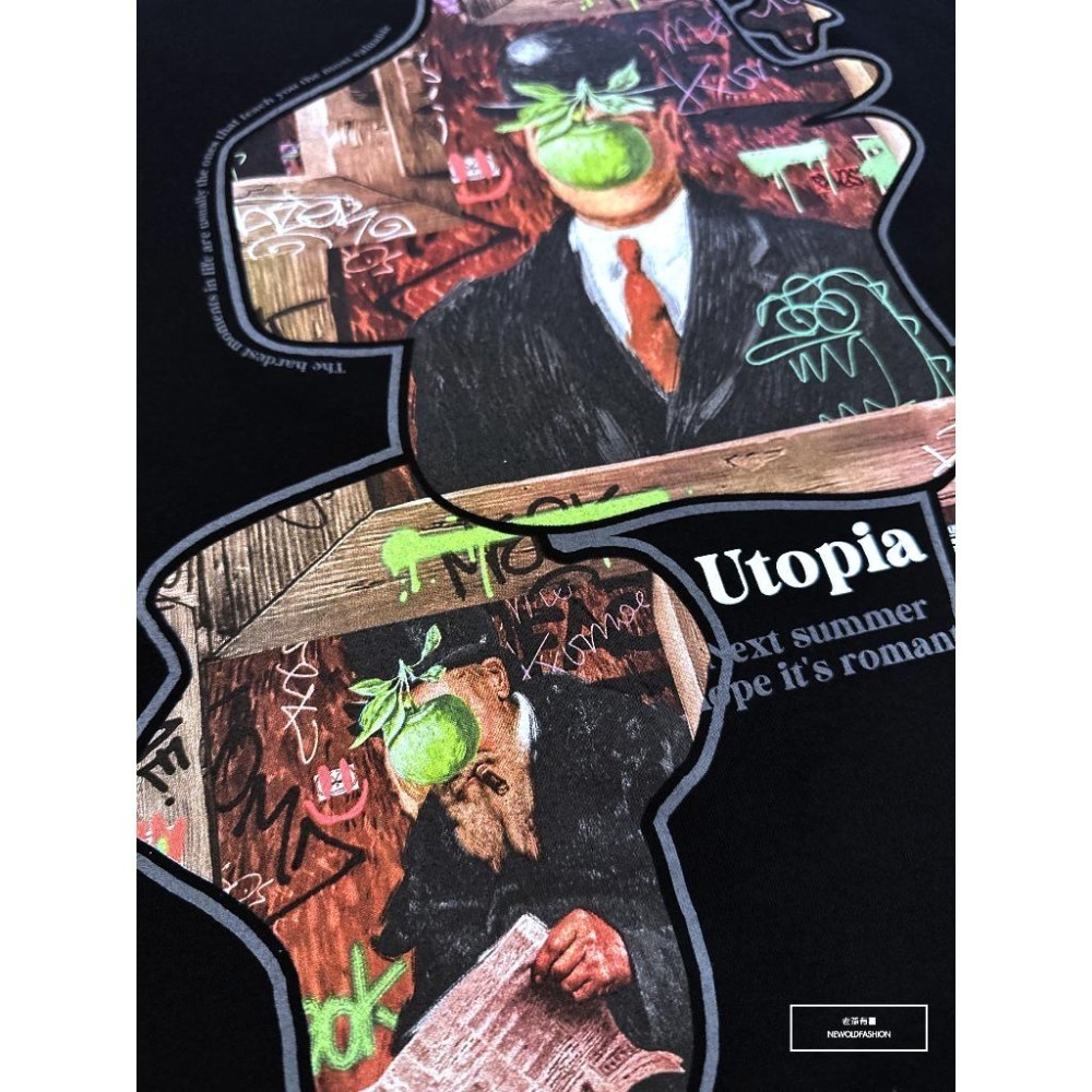 『新品上市』重磅surreal拼圖短T(NOF23052687)-黑-細節圖2