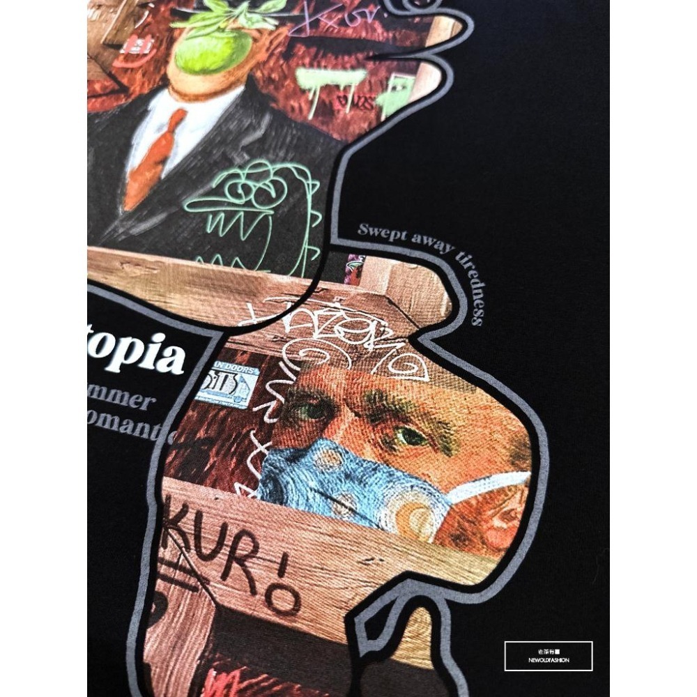 『新品上市』重磅surreal拼圖短T(NOF23052687)-黑-細節圖4