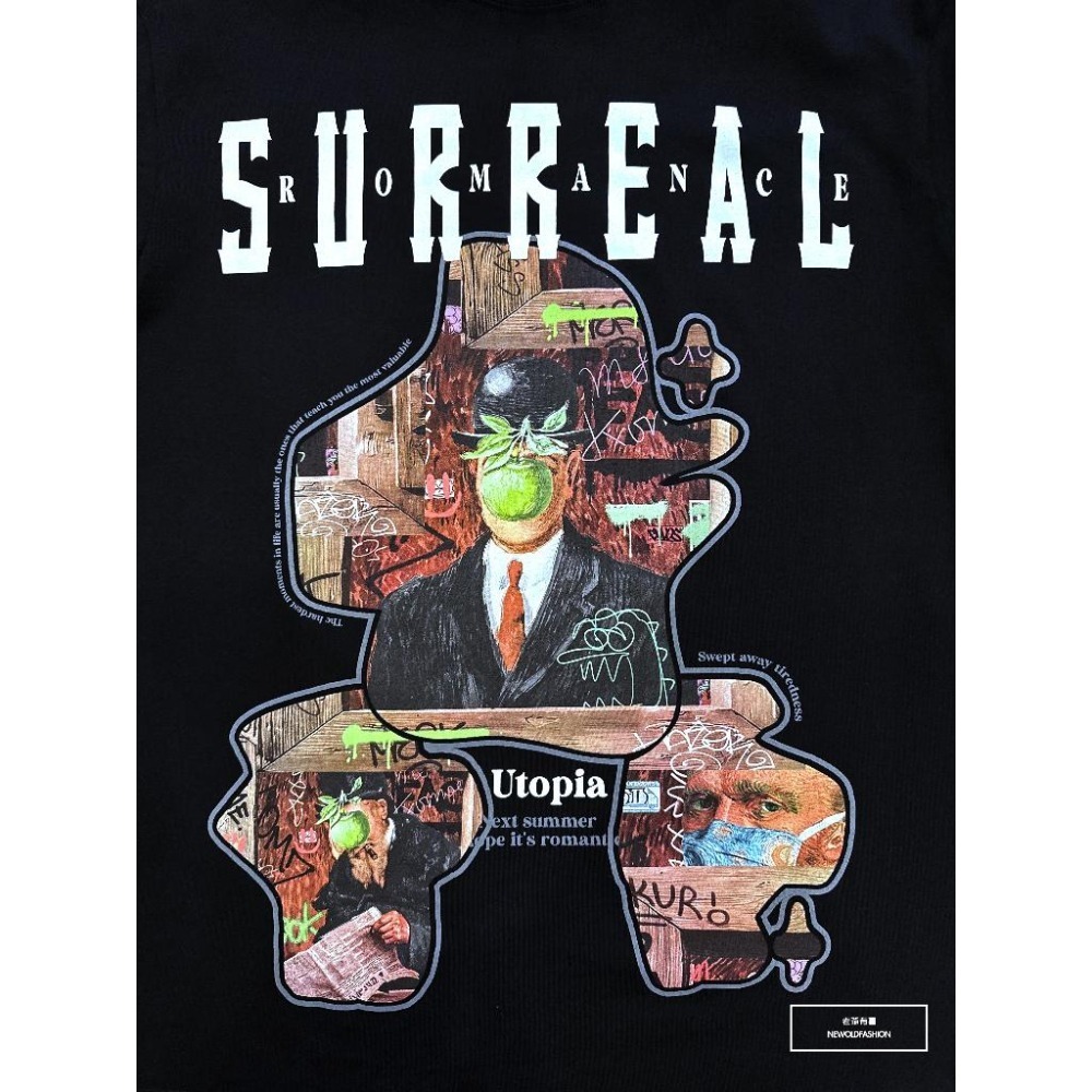 『新品上市』重磅surreal拼圖短T(NOF23052687)-黑-細節圖7
