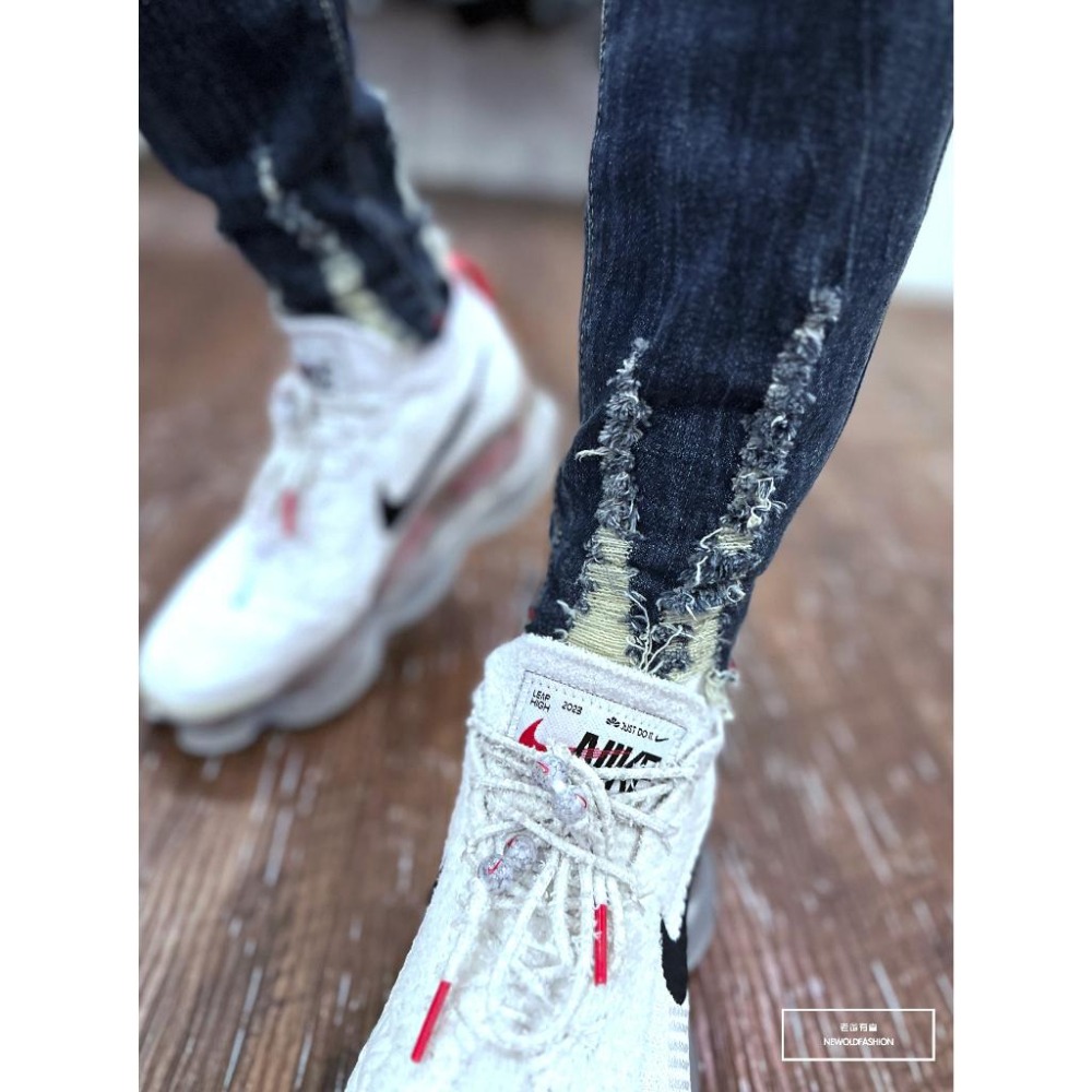 『新品上市』重磅藍印ㄑ字抓痕破壞小直筒牛仔褲(NOF23042306)-細節圖6