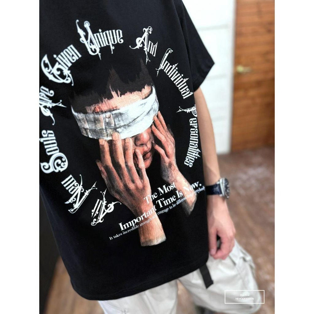 『新品上市』重磅矇眼小童短T(NOF23052645)-黑-細節圖3