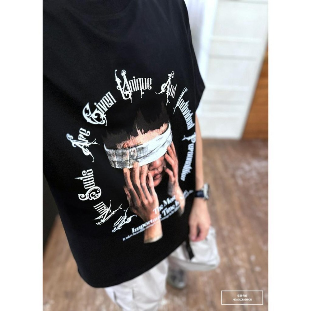 『新品上市』重磅矇眼小童短T(NOF23052645)-黑-細節圖6