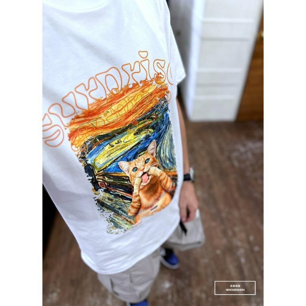 『新品上市』重磅吶喊貓咪短T(NOF23052646)-白-細節圖3