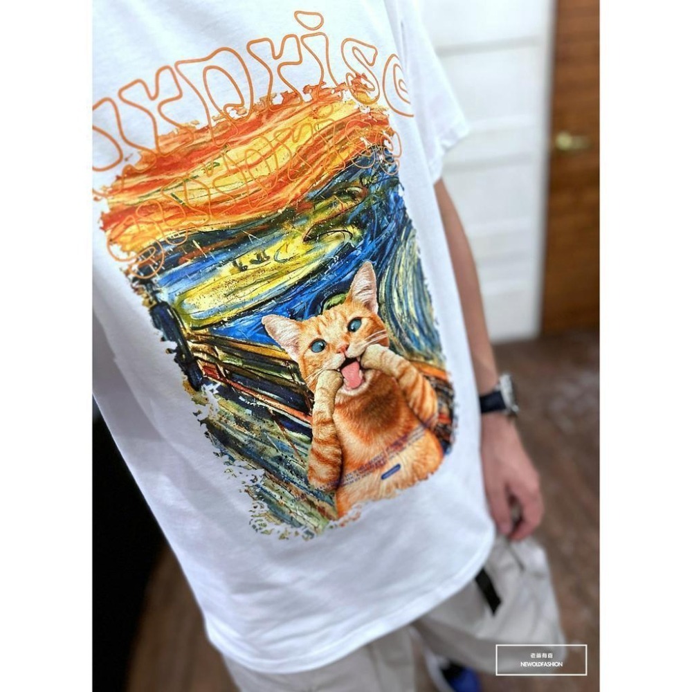『新品上市』重磅吶喊貓咪短T(NOF23052646)-白-細節圖5