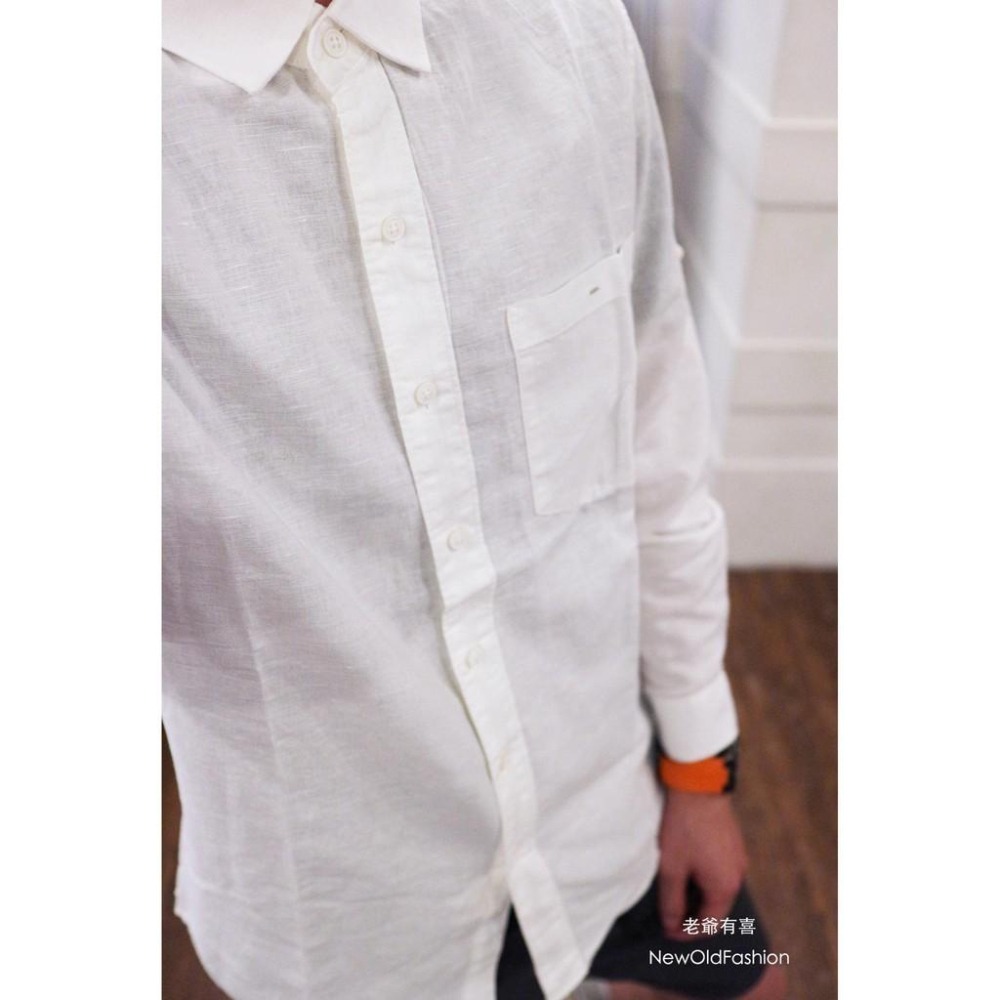 『老爺有喜』一字刺繡口袋素色襯衫(NOF20062003)-白-細節圖4