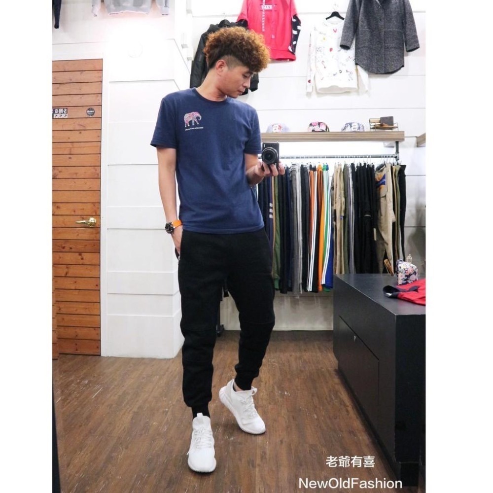 『老爺有喜』 重磅3D立體剪裁雙側拉鍊厚刷毛棉褲 -黑-細節圖3