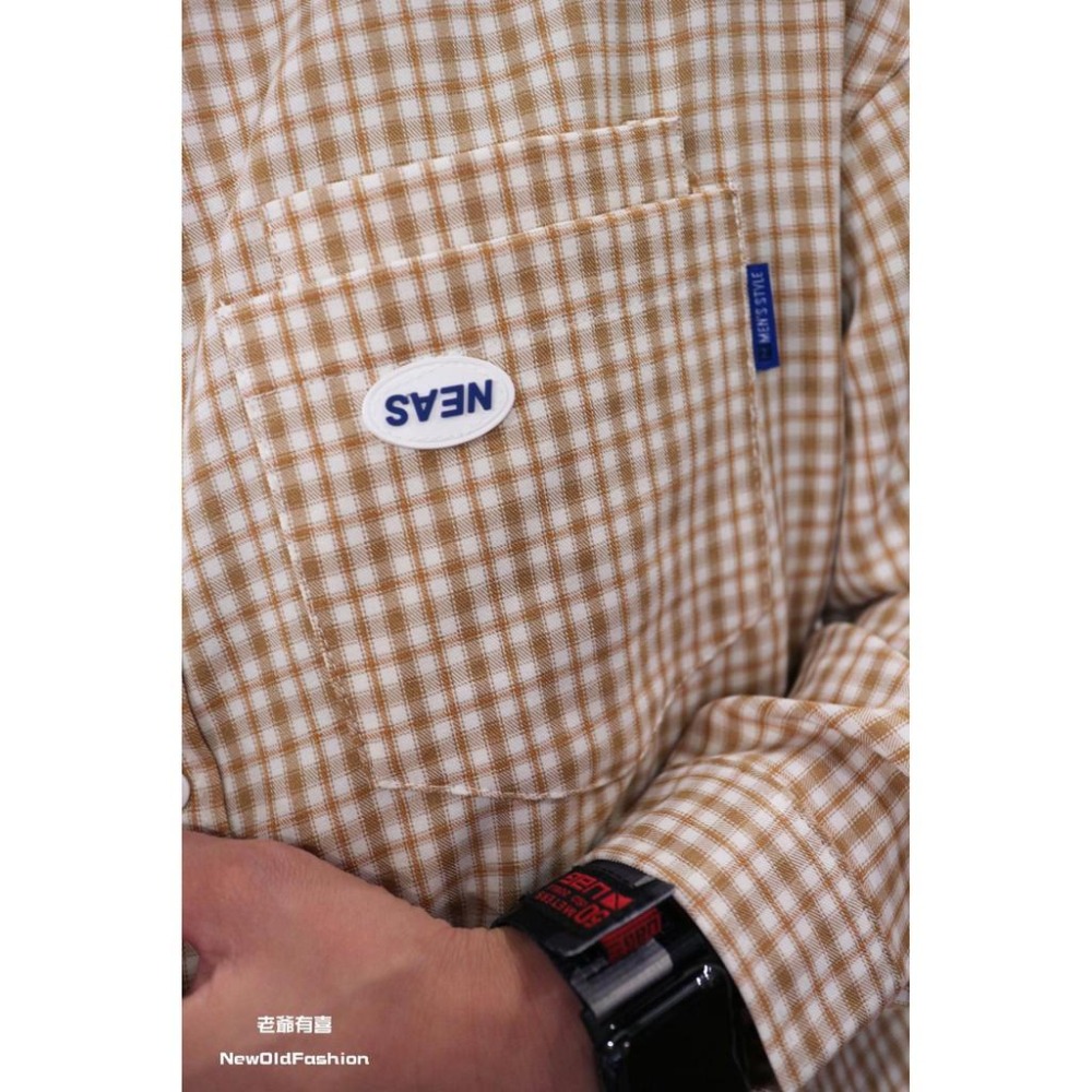 『老爺有喜』NEAS雙層口袋格紋襯衫(NOF2009C202)-卡其-細節圖3