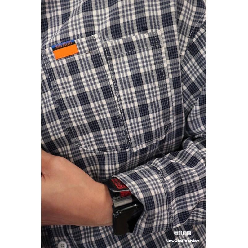 『老爺有喜』小橘標高低口袋格紋襯衫(NOF2009C200)-黑-細節圖3