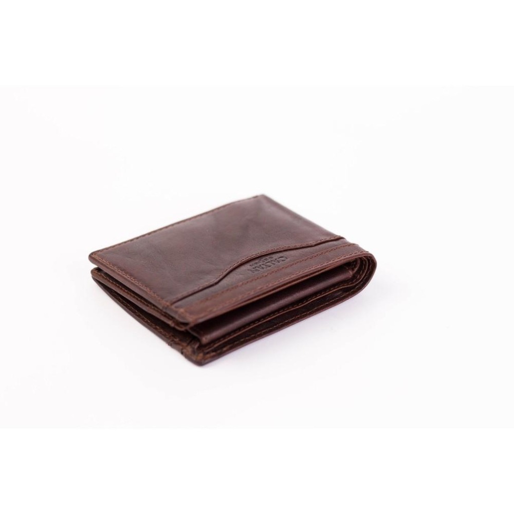 『新品上市』老爺有喜真皮男用英倫風造型拼接短夾(072320yn)-深咖-細節圖6