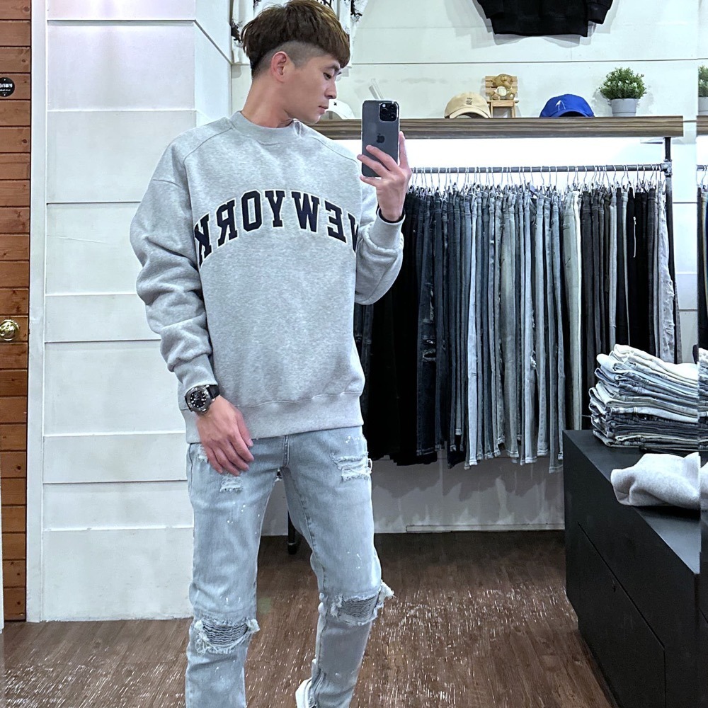 『新品上市』重磅潑墨波浪補丁側拉鍊小直筒(NOF2212221)-細節圖5