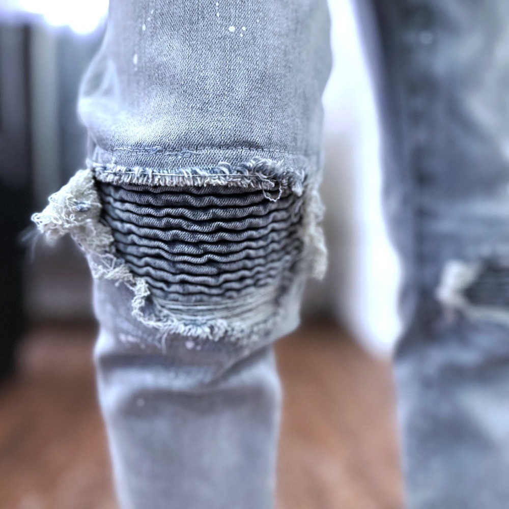 『新品上市』重磅潑墨波浪補丁側拉鍊小直筒(NOF2212221)-細節圖8