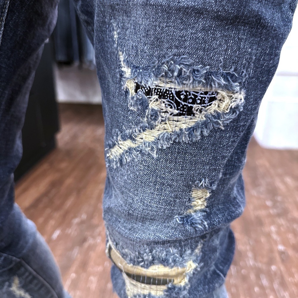 『新品上市』重磅變形蟲刺繡多補丁小直筒(NOF22103230)-細節圖4