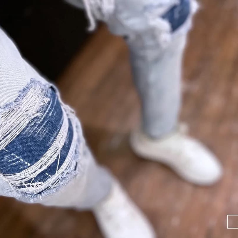 『新品上市』重磅三洞藍補丁小直筒褲(NOF22033103)-細節圖6