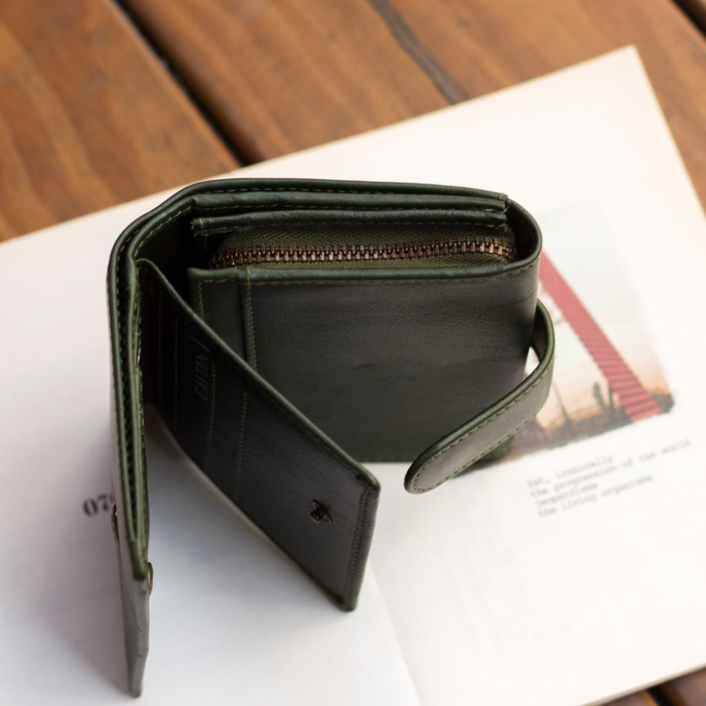 『新品上市』老爺有喜 睛漾真皮兩折多功能收納短夾(071848cd)-綠-細節圖5