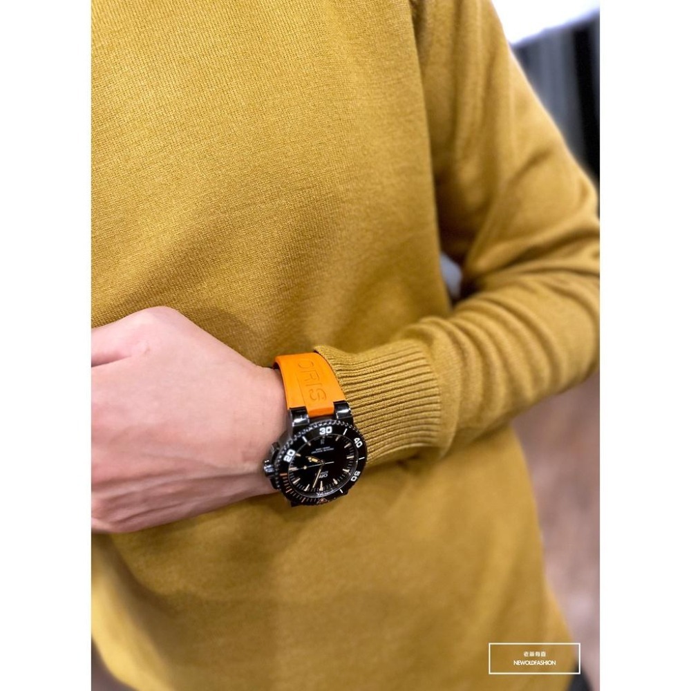 『老爺有喜』重磅圓領簡約素色針織衫-黃(NOF22105551)-細節圖5