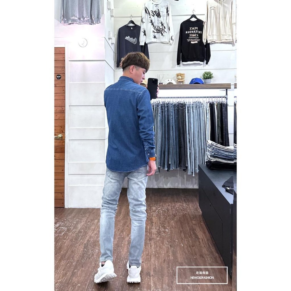 『老爺有喜』重磅丹寧口袋牛仔襯衫-深藍(NOF2209B8821)-細節圖4