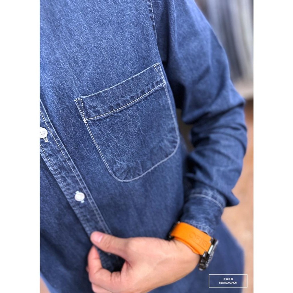 『老爺有喜』重磅丹寧口袋牛仔襯衫-深藍(NOF2209B8821)-細節圖6