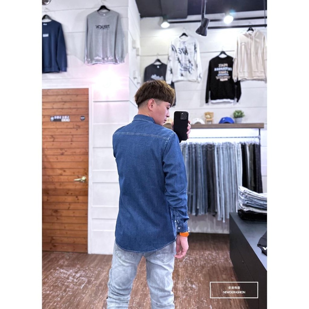 『老爺有喜』重磅丹寧口袋牛仔襯衫-深藍(NOF2209B8821)-細節圖7