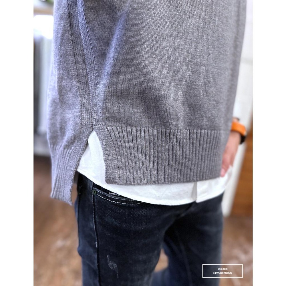 『老爺有喜』重磅簡約側開岔針織背心-灰(NOF2210C67003)-細節圖4