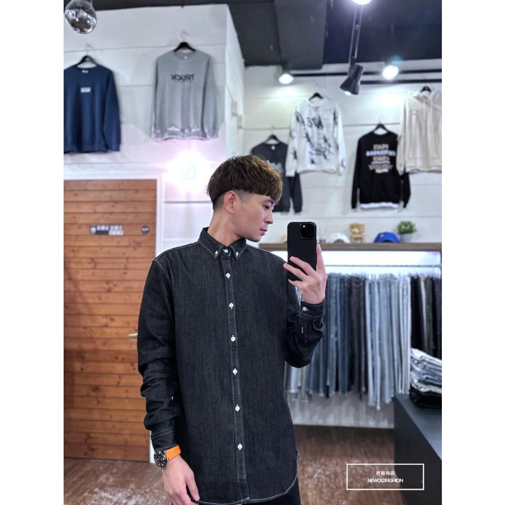 『老爺有喜』重磅單寧素色牛仔襯衫-黑(NOF2209B8820)-細節圖2
