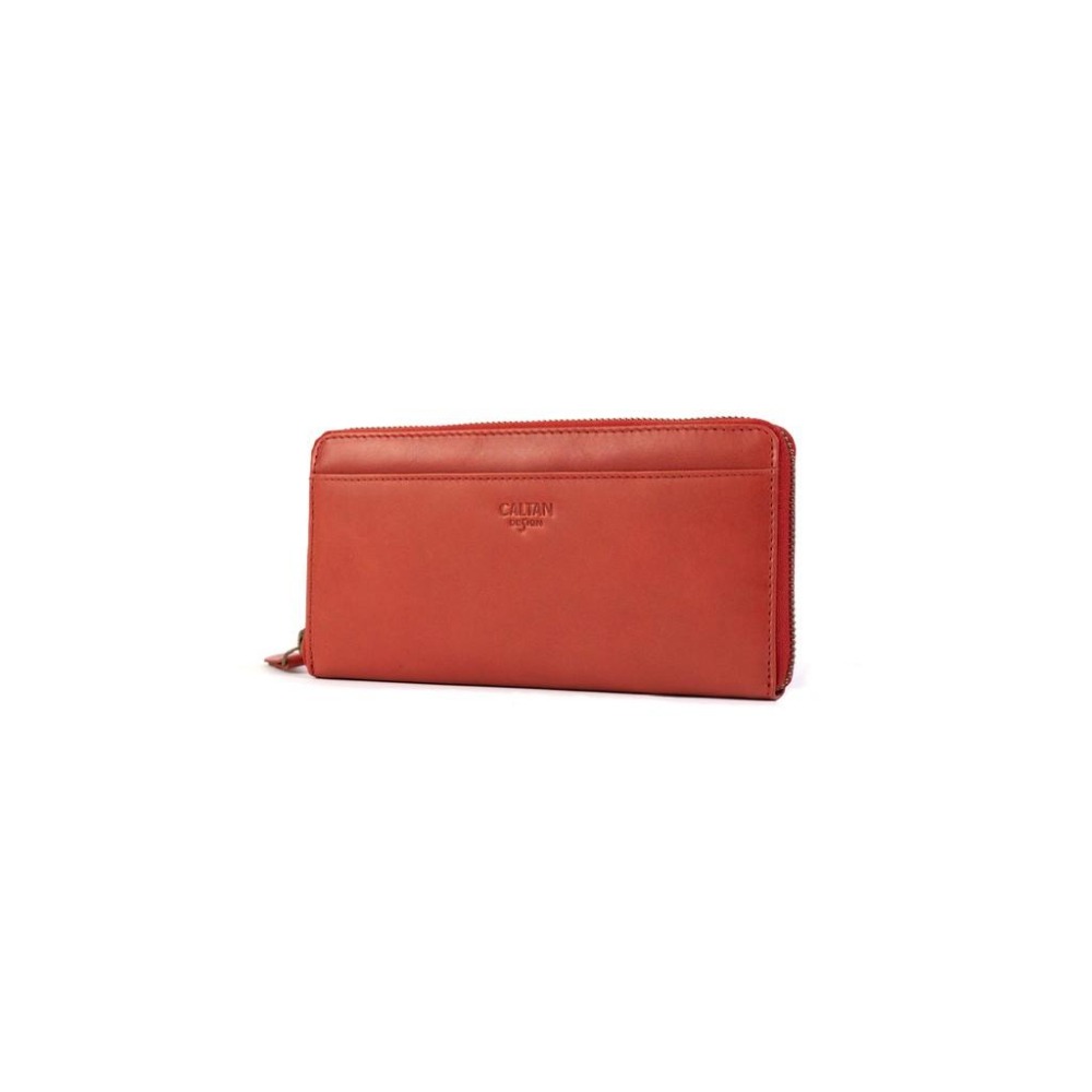 『新品上市』老爺有喜 ㄇ型拉鍊式名媛風真皮長夾(072009cd)-紅-細節圖2