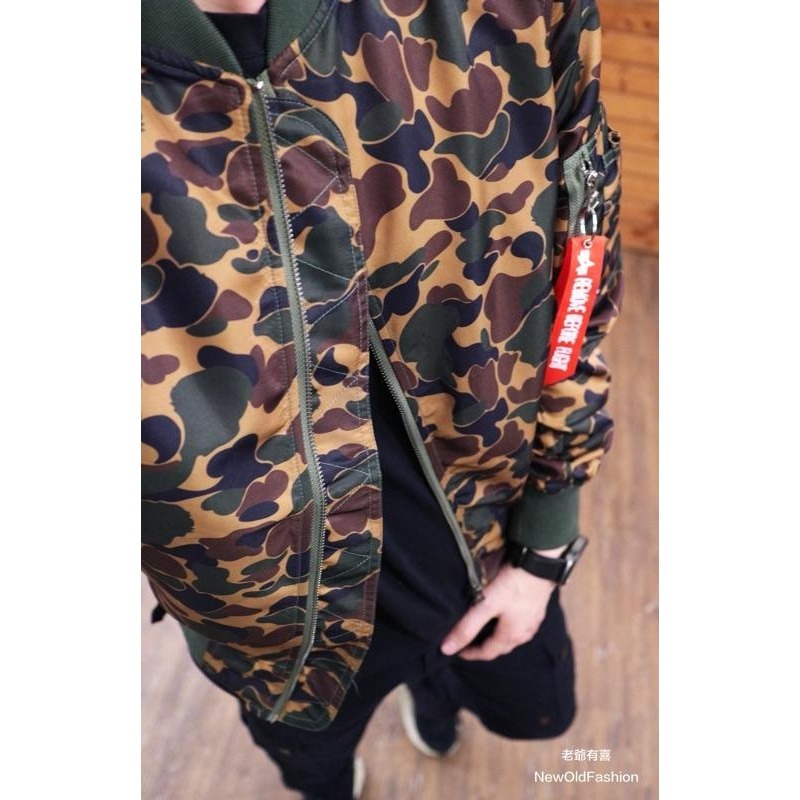 『老爺有喜』重磅迷彩MA-1薄款飛行風衣外套！-軍綠迷彩-細節圖2