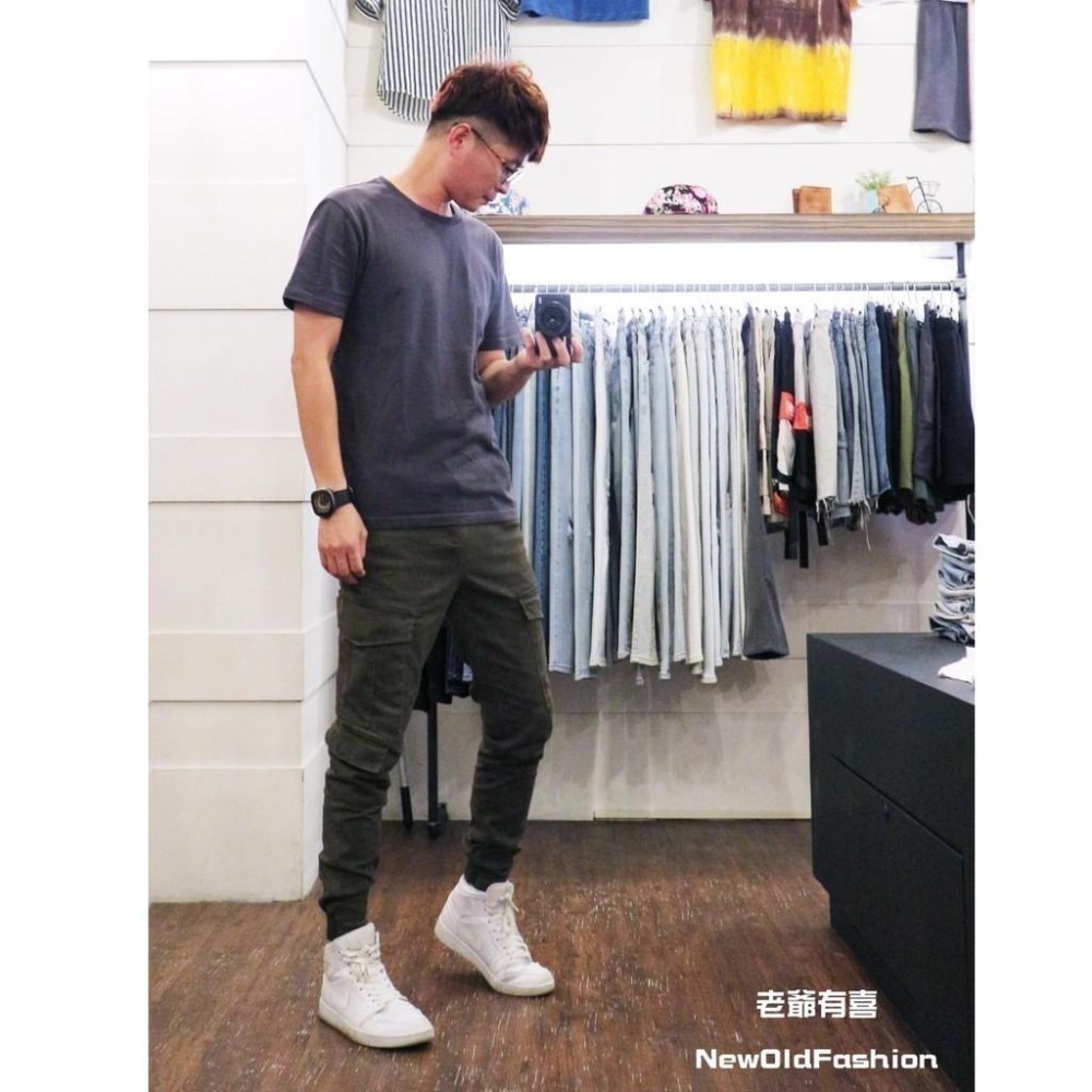 『老爺有喜』重磅不對稱工作口袋縮口褲-軍綠(NOF241188016)-細節圖3