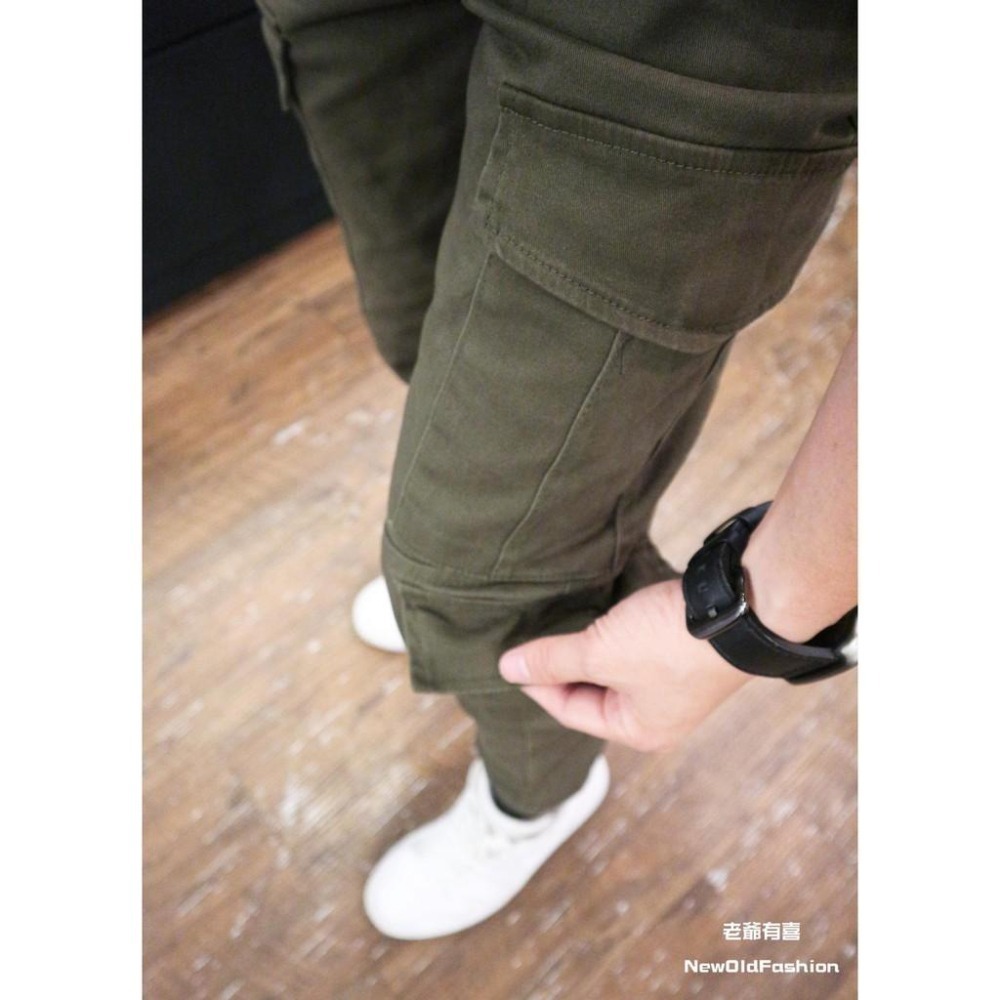 『老爺有喜』重磅不對稱工作口袋縮口褲-軍綠(NOF241188016)-細節圖6