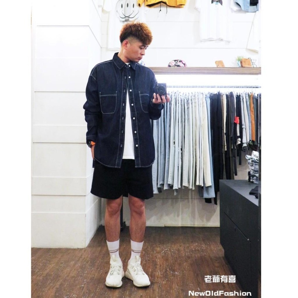 『老爺有喜』重磅車線雙口袋牛仔襯衫(NOF200920643)-深藍-細節圖3