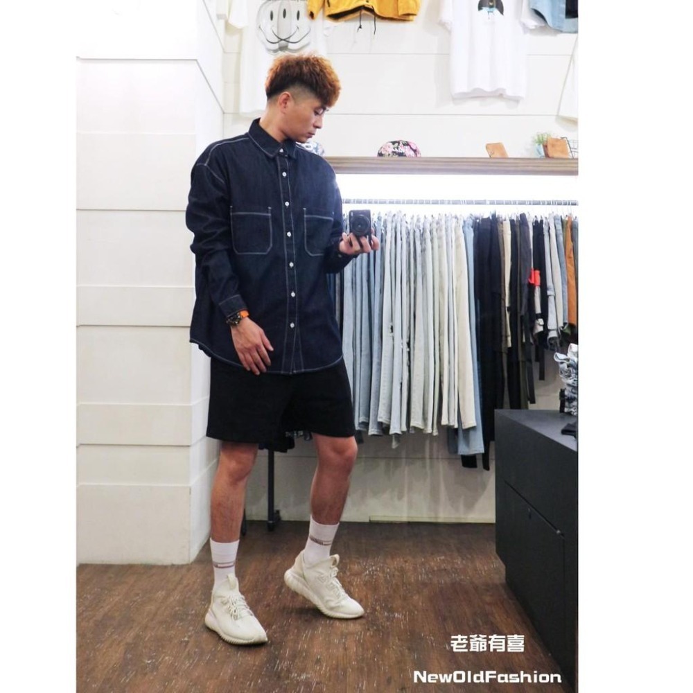 『老爺有喜』重磅車線雙口袋牛仔襯衫(NOF200920643)-深藍-細節圖5