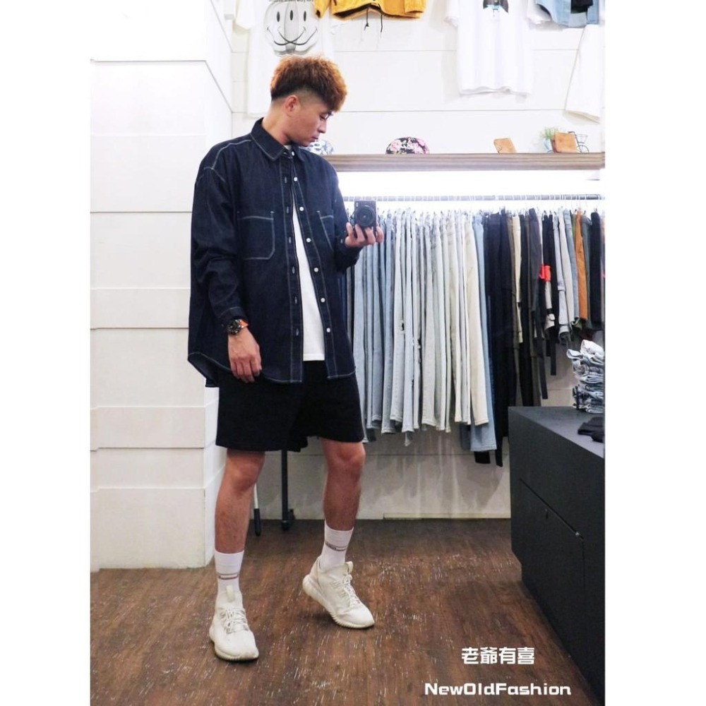 『老爺有喜』重磅車線雙口袋牛仔襯衫(NOF200920643)-深藍-細節圖6