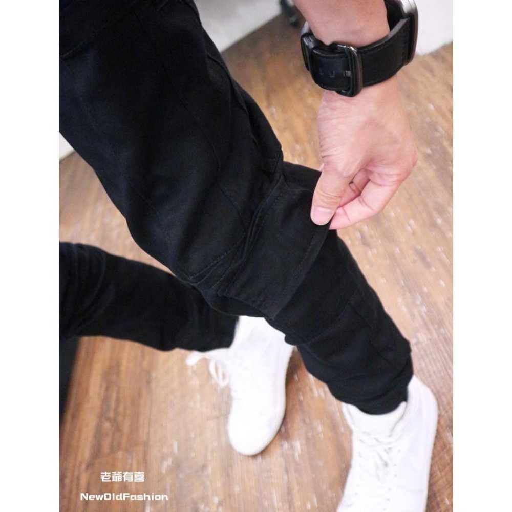 『老爺有喜』重磅不對稱工作口袋縮口褲-黑(NOF241188016)-細節圖5