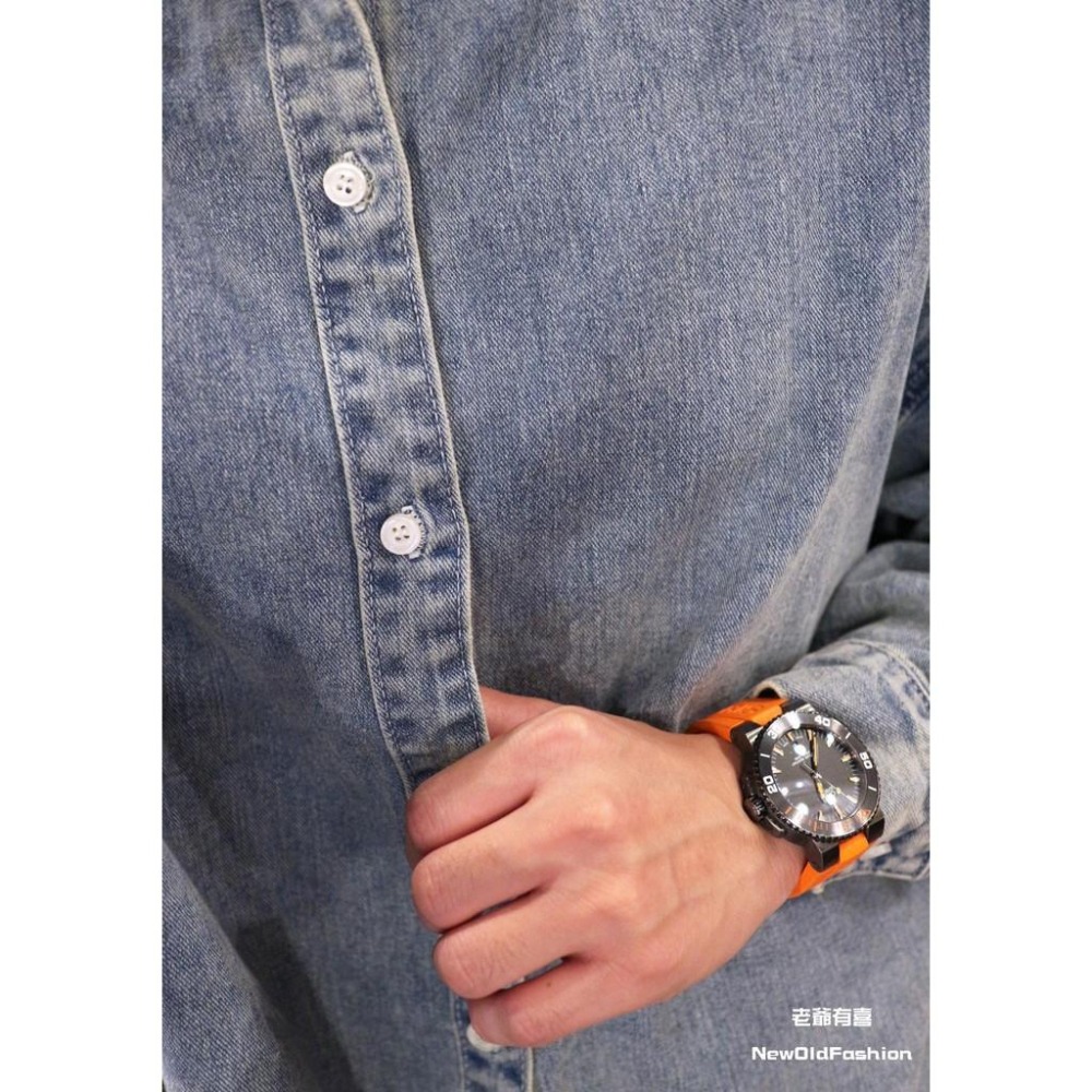 『老爺有喜』重磅全素寬版牛仔襯衫-牛仔藍-細節圖4