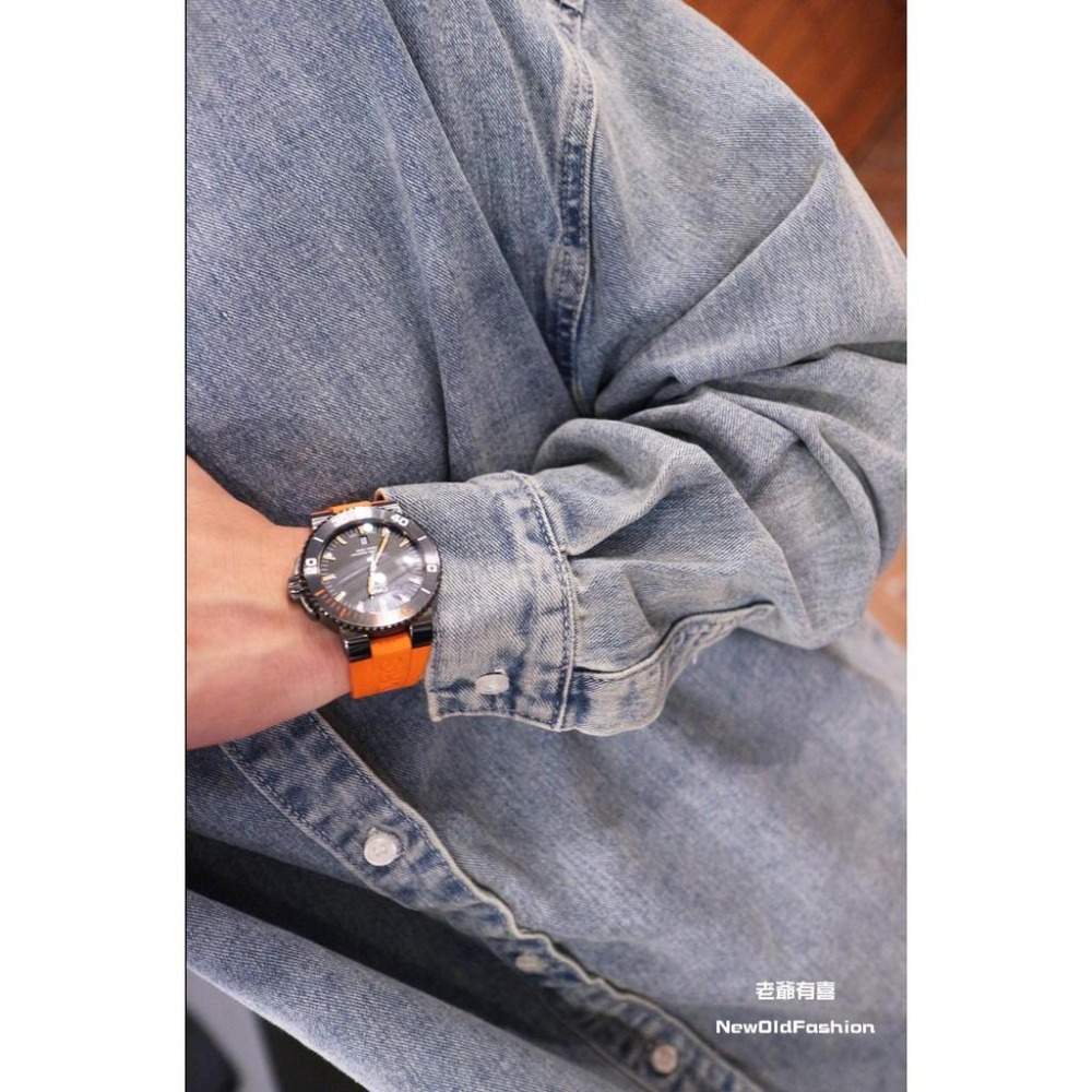 『老爺有喜』重磅全素寬版牛仔襯衫-牛仔藍-細節圖5