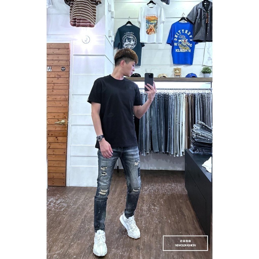 『老爺有喜』重磅復古深藍潑漆小直筒(NOF23085109)-細節圖3