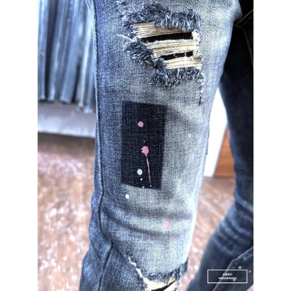 『老爺有喜』重磅復古深藍潑漆小直筒(NOF23085109)-細節圖4