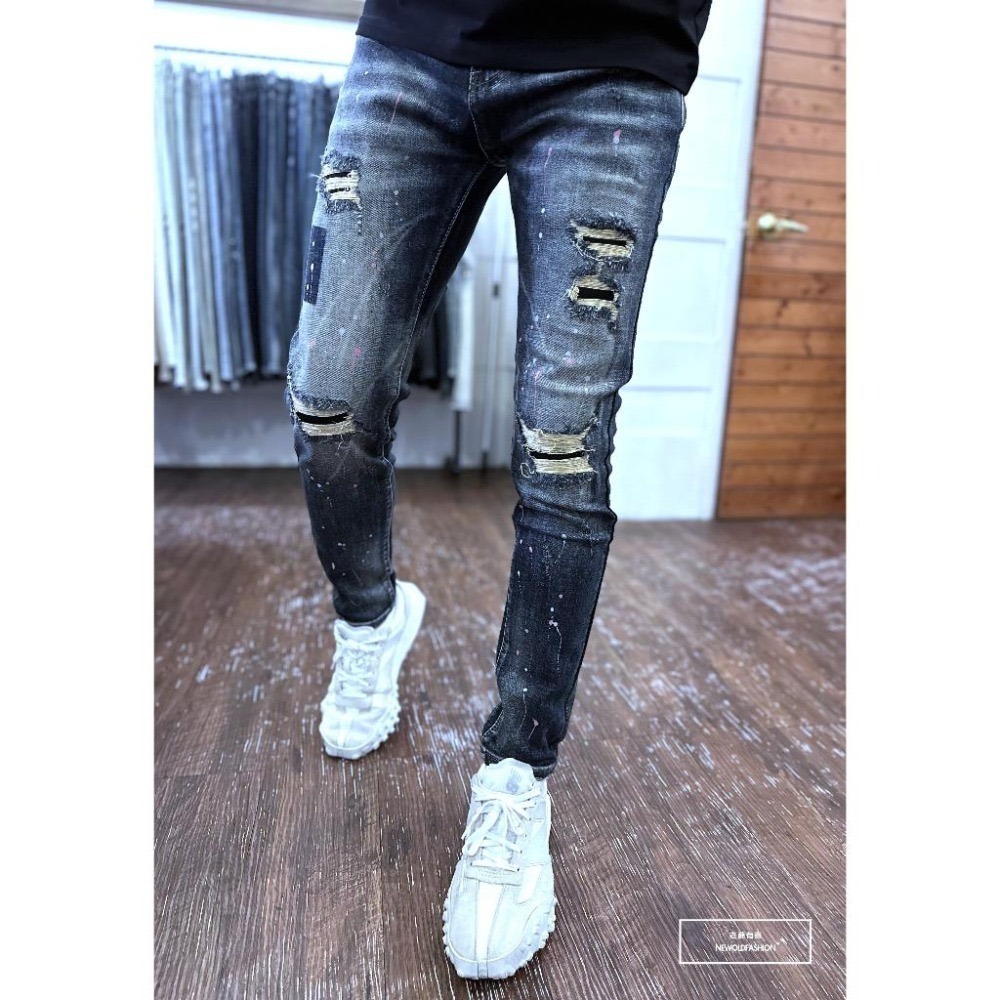 『老爺有喜』重磅復古深藍潑漆小直筒(NOF23085109)-細節圖8