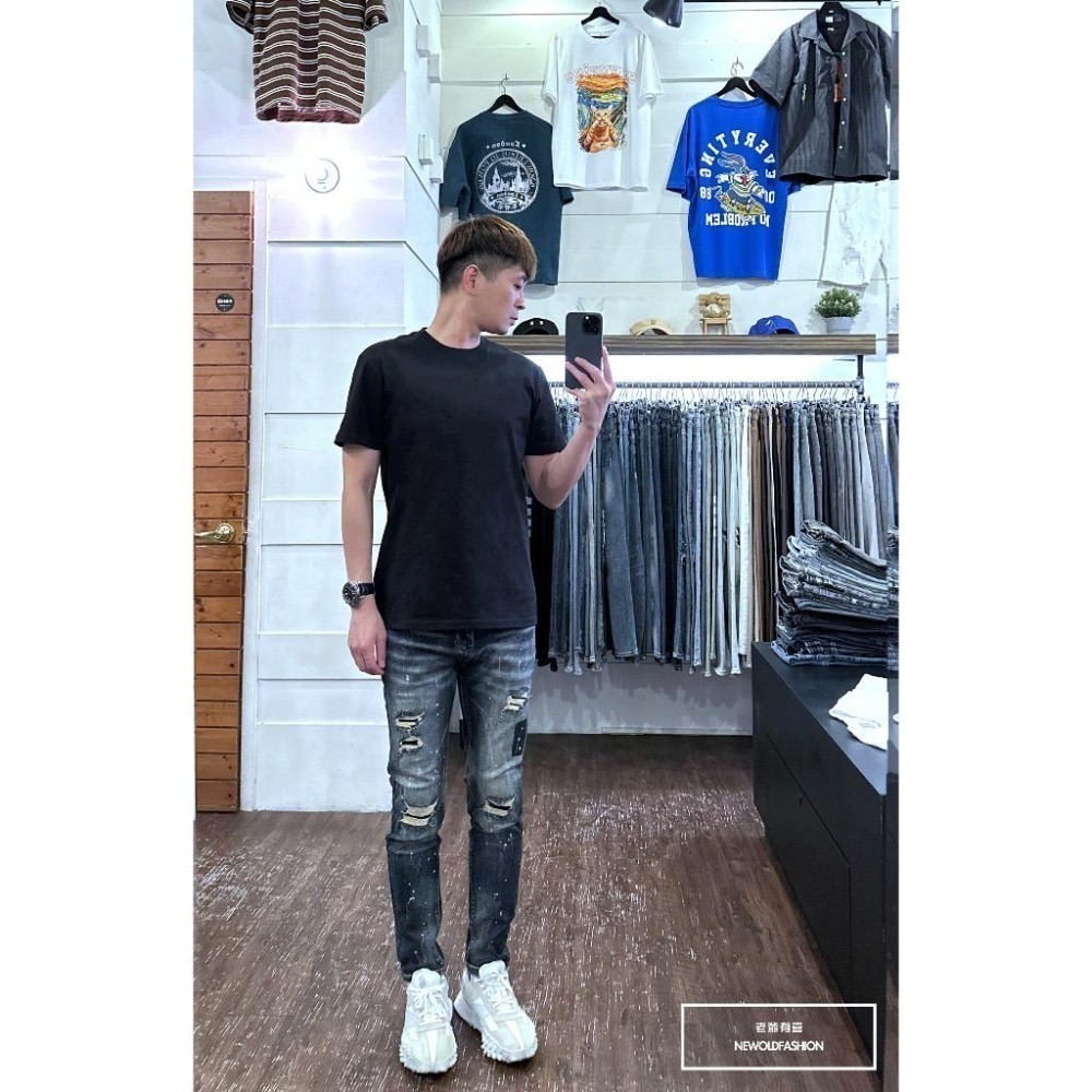 『老爺有喜』重磅復古深藍潑漆小直筒(NOF23085109)-細節圖9