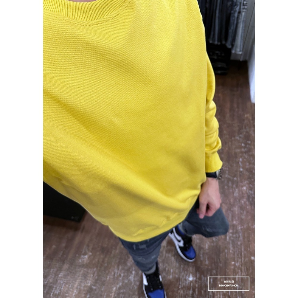 『新品上市』重磅簡約素色圓領大學T-黃(NOF2309B5510)-細節圖7