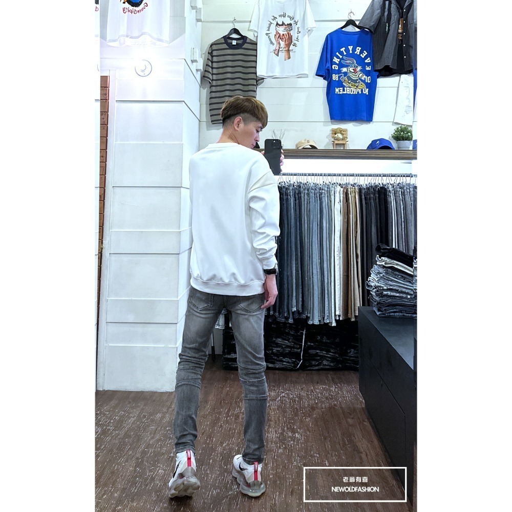 『新品上市』重磅B刺繡拼接大學T-白(NOF2309B5533)-細節圖3